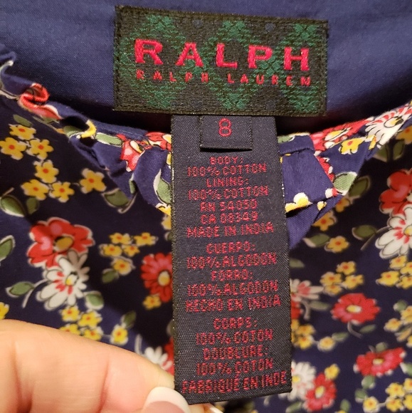 Ralph Lauren Vintage, Button Down Navy Floral Dress size 8 - Picture 6 of 6